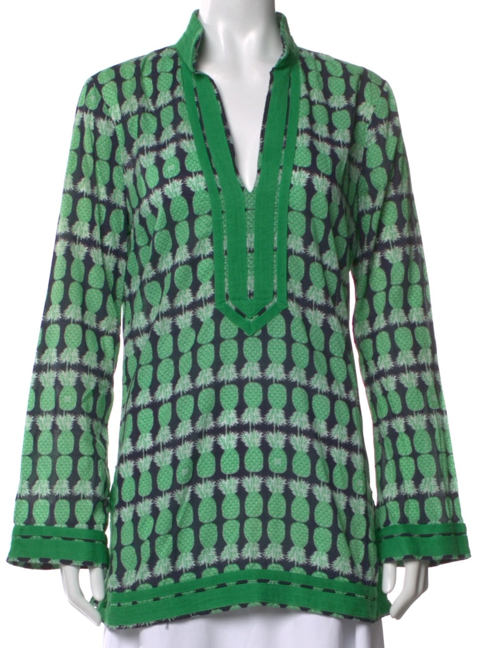 Tory Burch Pineapple Printed Green and Blue Tunic Women’s Size 10